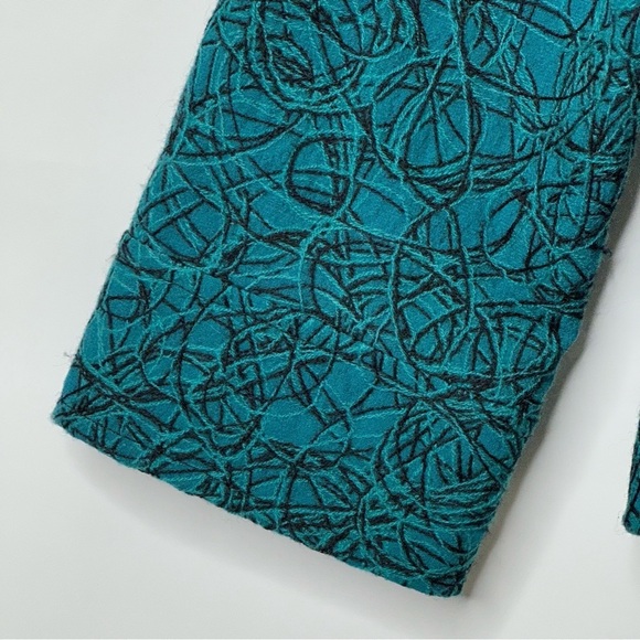 Vintage Artsy Abstract Stitched Button Front Quilted Blazer Jacket Women Size S - Picture 6 of 13